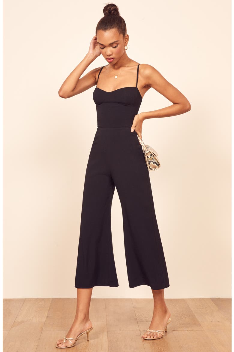 Gilda Crop Wide Leg Jumpsuit, Alternate, color, BLACK