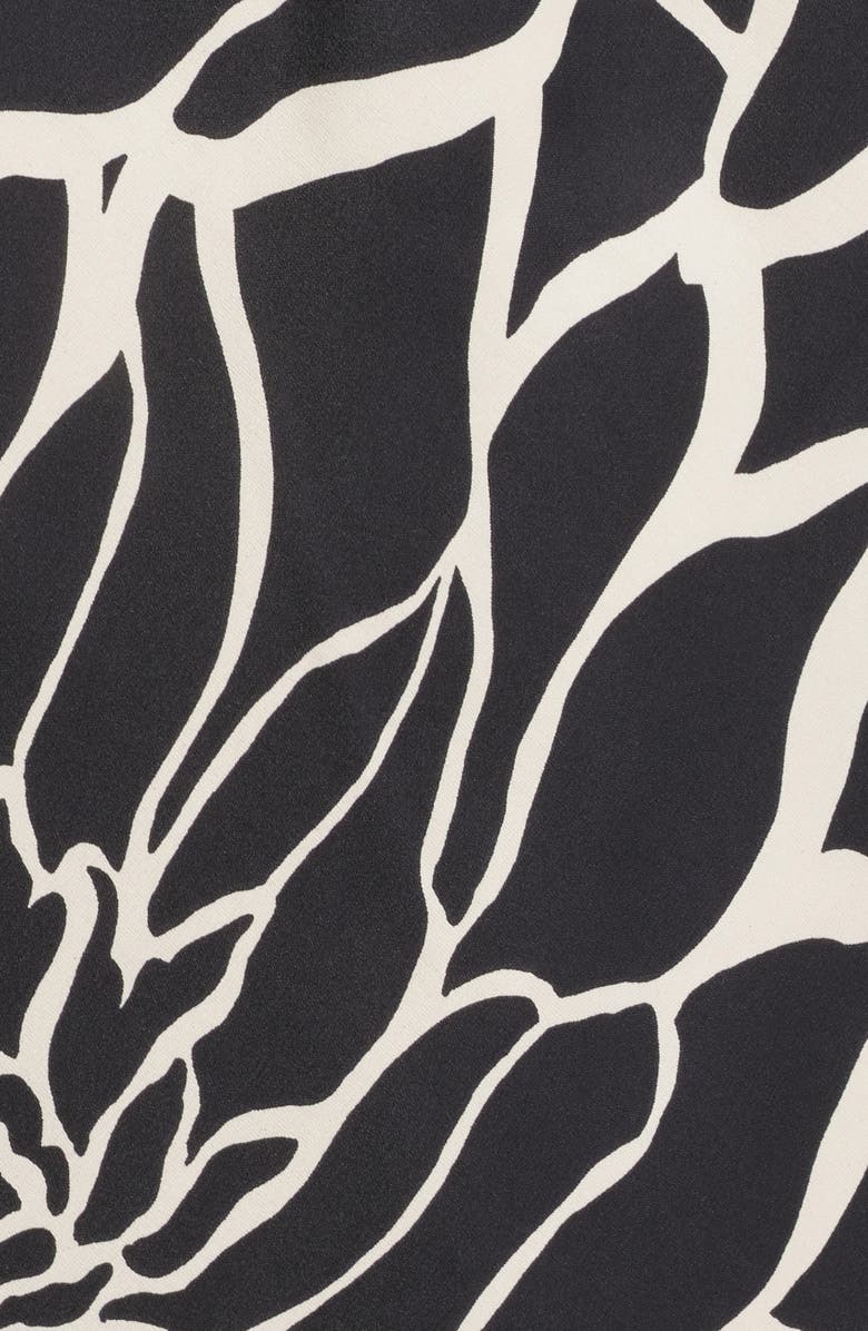 CeCe Floral Mock Neck Stretch Satin Dress, Alternate, color, Rich Black