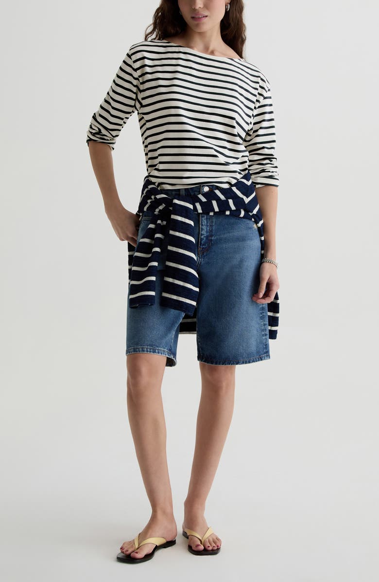 AG Annie Stripe Stretch Cotton T-Shirt, Alternate, color, 