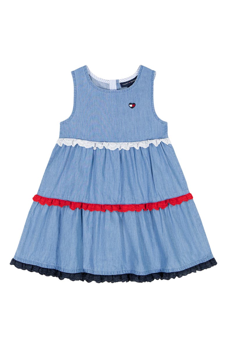 Tommy Hilfiger Tiered Denim Dress, Main, color, Blue