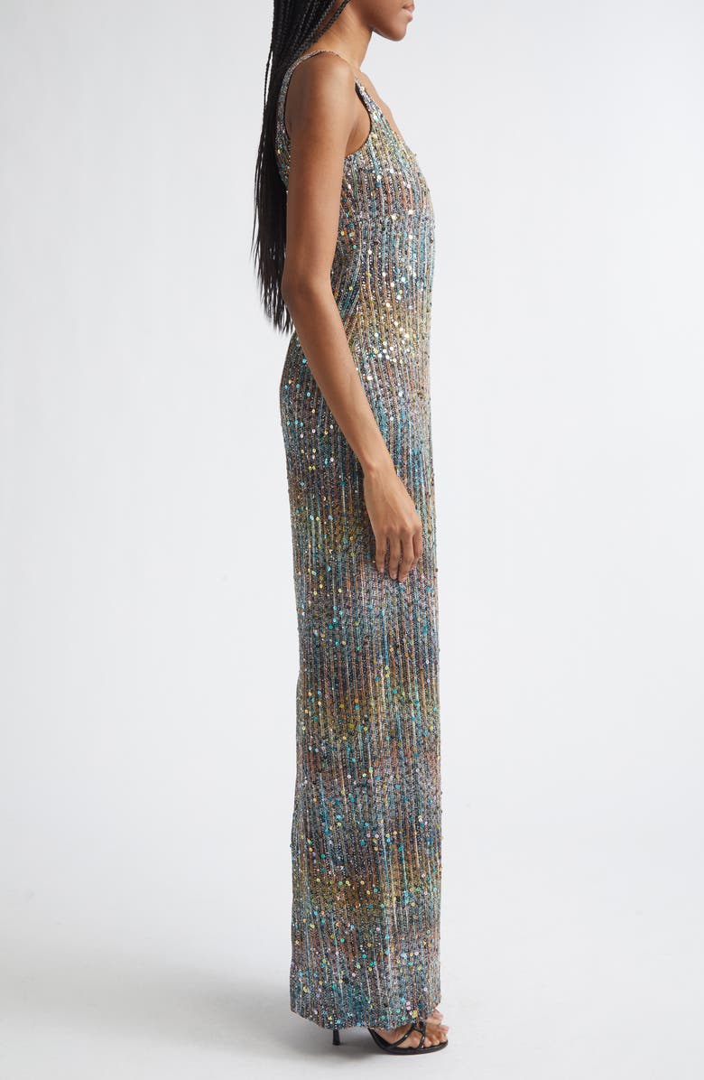 Missoni Metallic Zigzag Sequin Knit Column Gown, Alternate, color, Brown/Blue