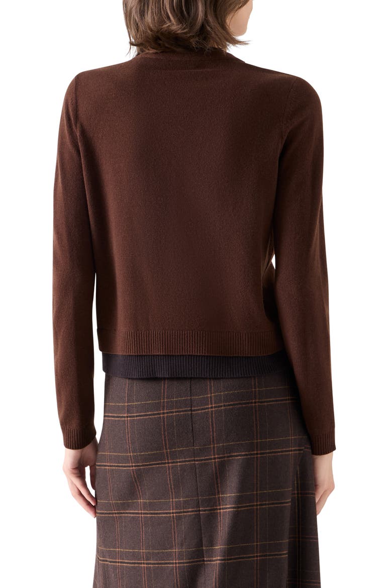 Wool & Cashmere Trompe l'Oeil Cardigan, Alternate, color, ESPRESSO