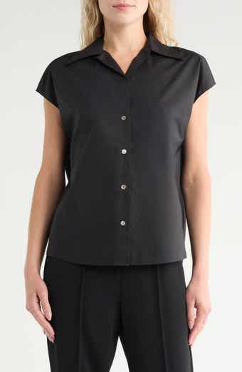 Vince Cap Sleeve Cotton Button-Up Shirt