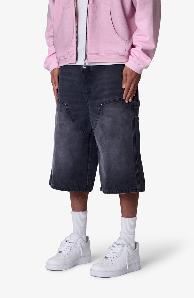 mnml Ultra Baggy Denim Carpenter Shorts, Alternate, color, Washed Black