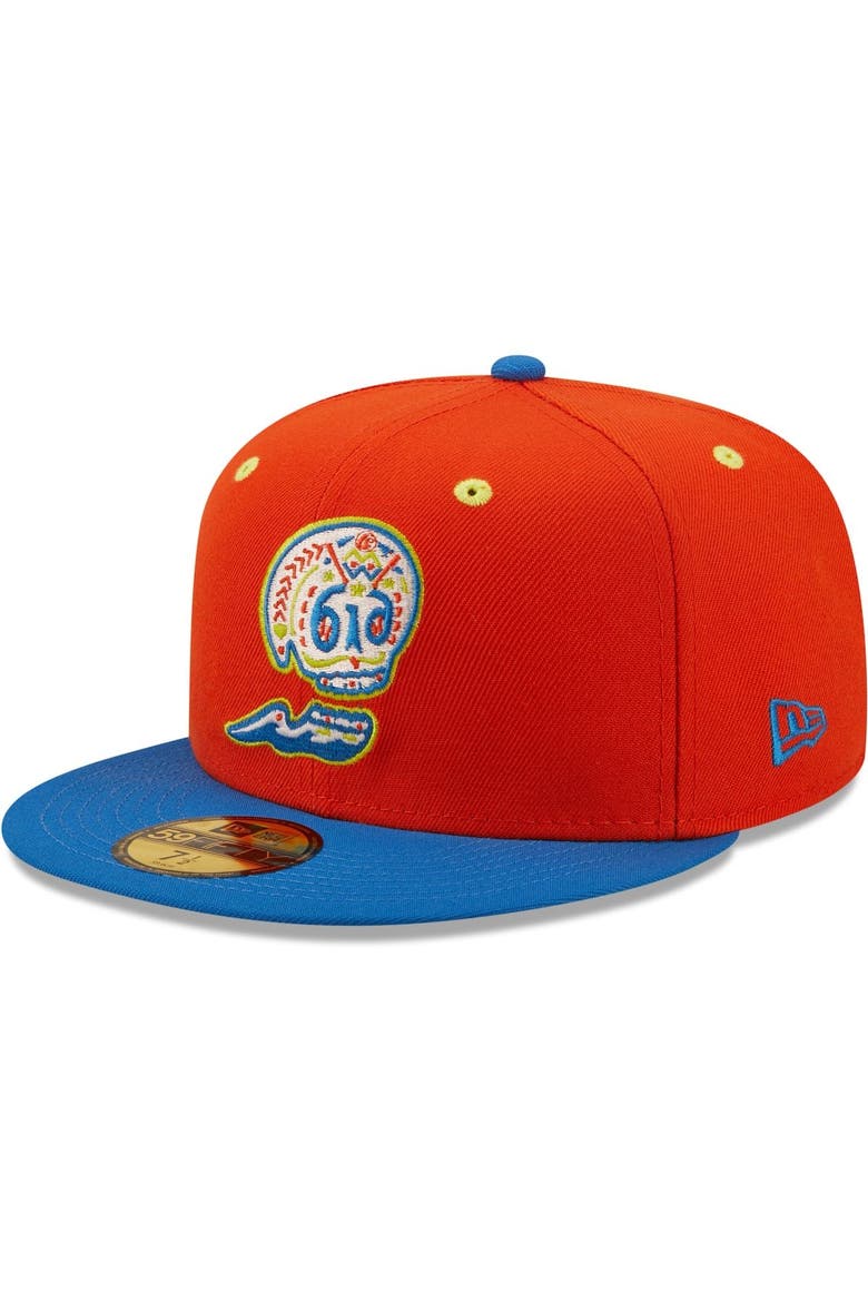 Men's New Era Orange/Blue Calaveras de West Michigan Copa De La Diversion 59FIFTY Fitted Hat, Main, color, Orange