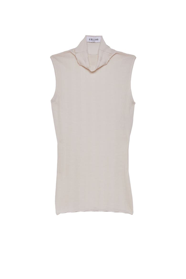 Romy Sleeveless Turtleneck in Merino Wool Rib, Main, color, Ivory