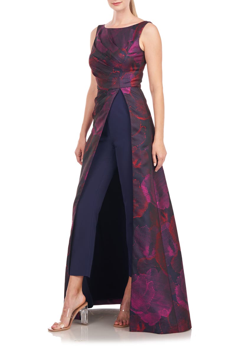 Indira Floral Maxi Jumpsuit, Alternate, color, DEEP NAVY/ LIGHT PLUM