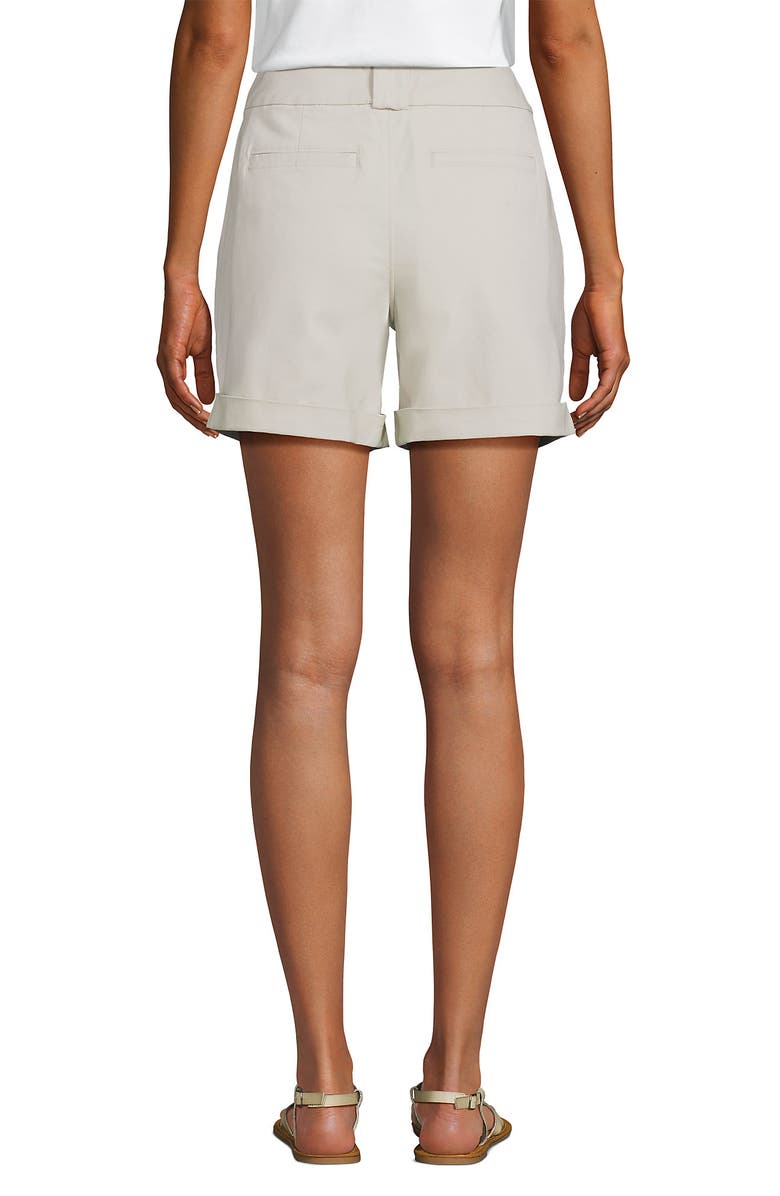 Lands' End Chino High Rise Pleated 7" Shorts, Alternate, color, Light Stone
