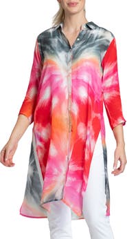APNY Tie Dye Chiffon Button-Up Tunic