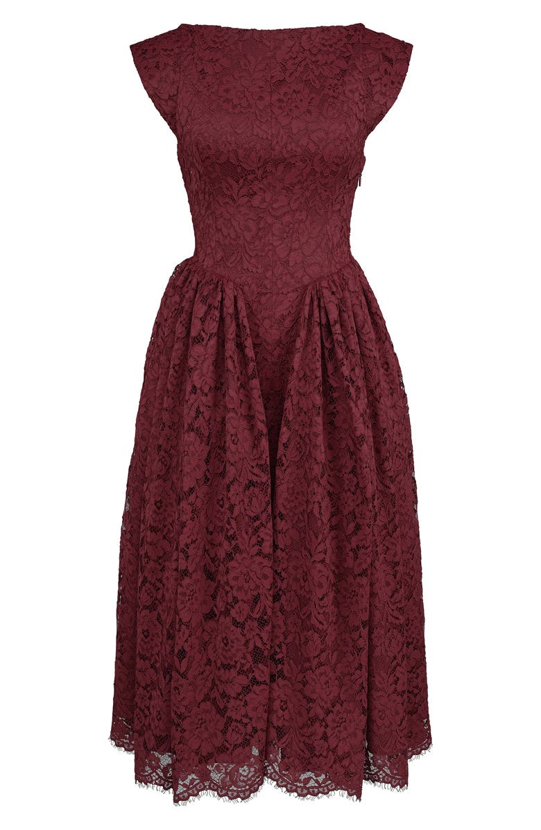 HOUSE OF CB Debutante Open Back Lace Midi Dress, Alternate, color, Rose Lace