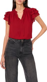 1.STATE Ruffle Flutter Sleeve Top