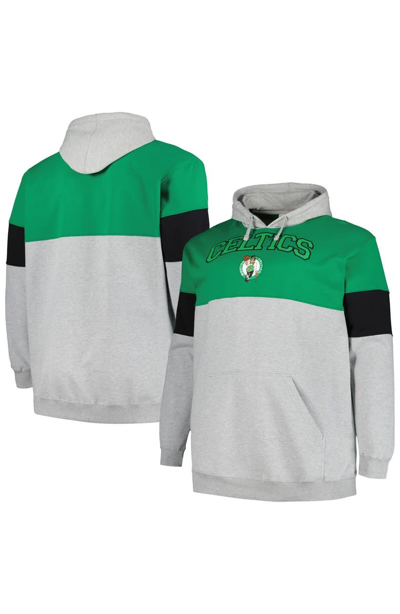 FANATICS Men's Fanatics Branded Kelly Green/Black Boston Celtics Big & Tall Pullover Hoodie, Main, color,