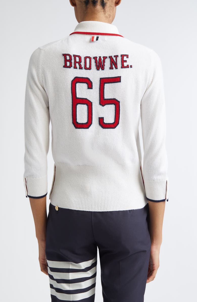Thom Browne Jersey Intarsia Cashmere Sweater, Alternate, color, White