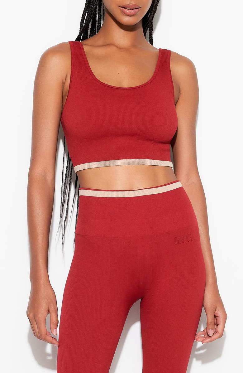 Spiritual Gangster Love Longline Sports Bra, Alternate, color, Red Heart