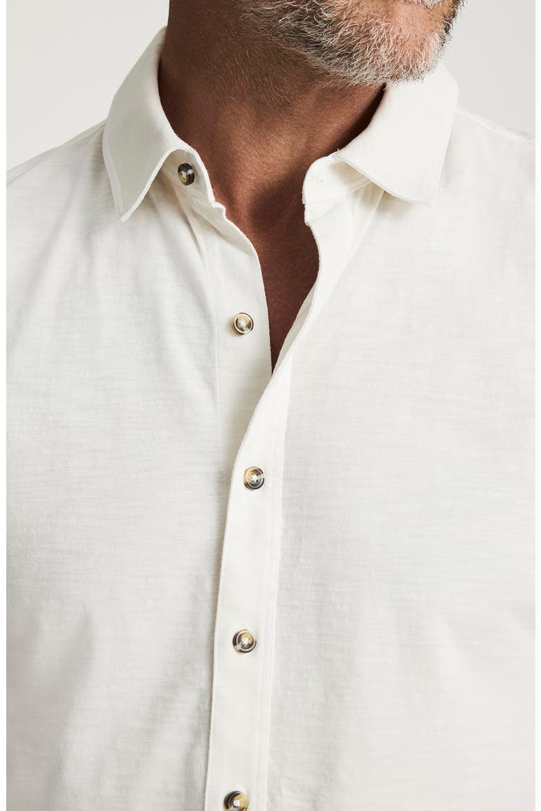 Short Sleeve Slub Cotton Jersey Button-Up Shirt, Alternate, color, ANTIQUE WHITE