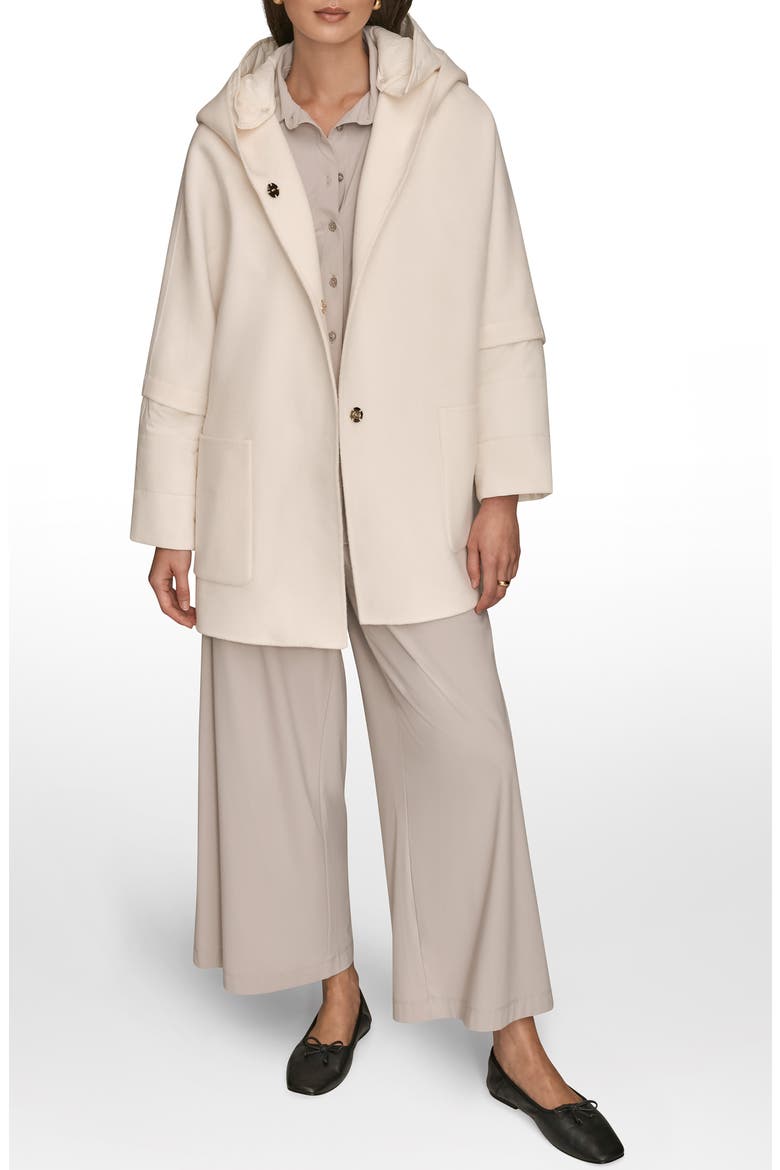 Wool Blend Coat with Puffer Sleeves, Alternate, color, CREAM
