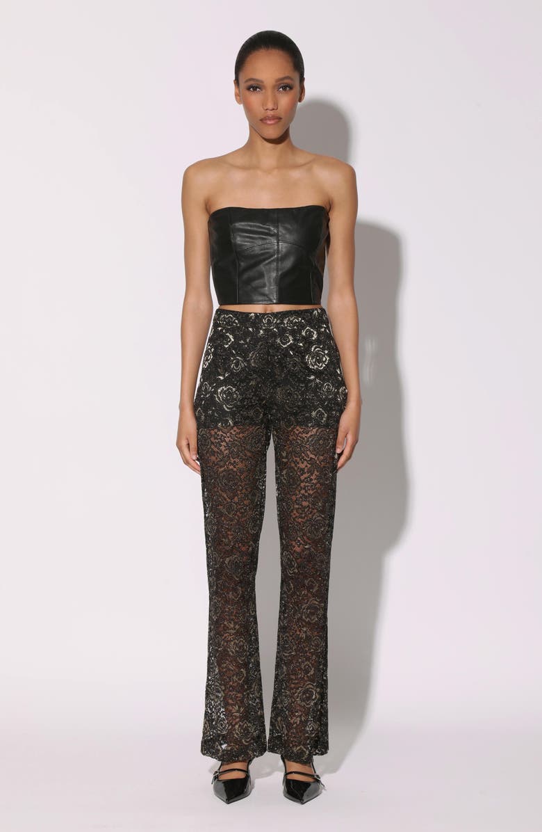 Walter Baker Tanvi Strapless Leather Crop Top, Alternate, color, 