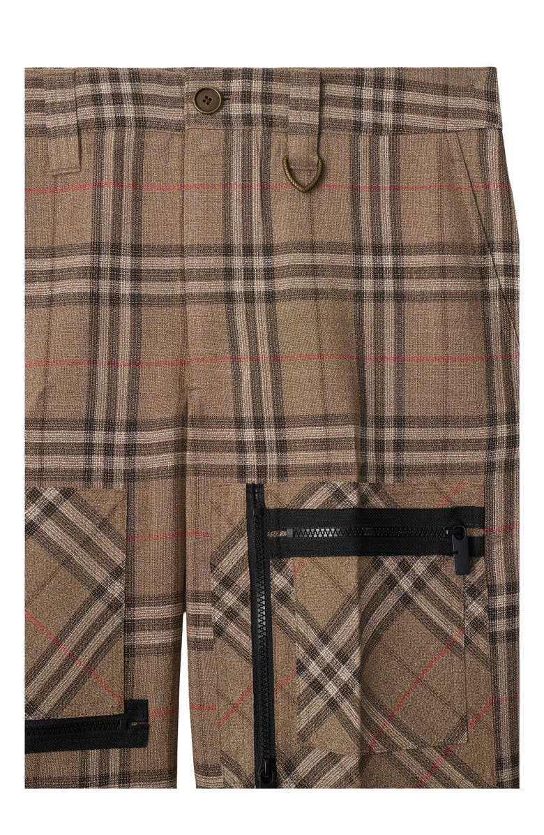 Burberry Check Silk Blend Cargo Trousers, Alternate, color, Brush