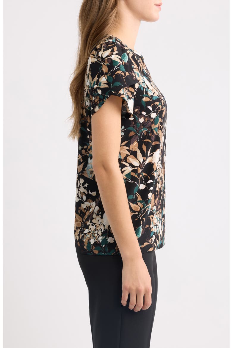 Floral Print Tulip Sleeve Jersey Top, Alternate, color, ANNE BLACK/ TREELINE MULTI