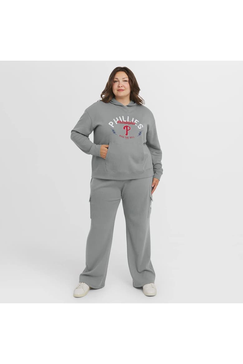 Women's WEAR by Erin Andrews Gray Philadelphia Phillies Plus Size Waffle-Knit Long-Sleeve Hoodie & Lounge Pant Set, Alternate, color, Gray