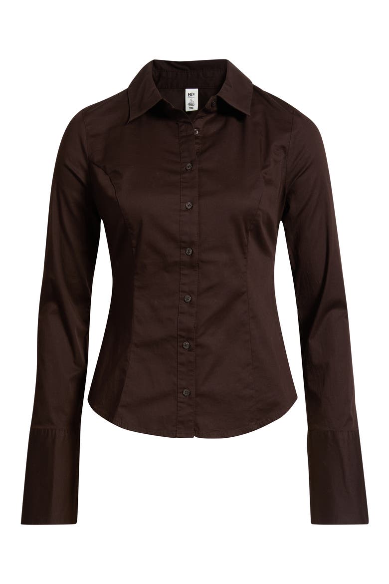 Slim Fit Stretch Cotton Button-Up Shirt, Main, color, BROWN COFFEE
