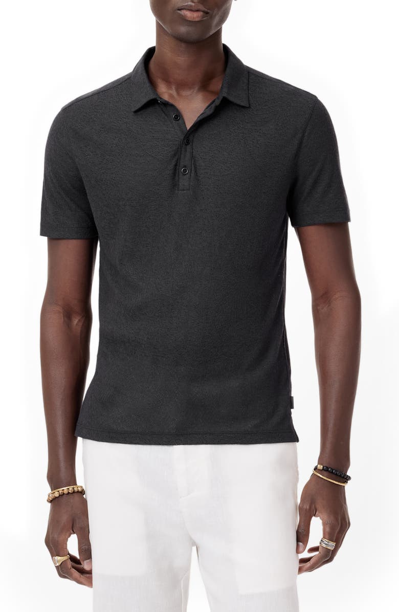 John Varvatos Alvaro Perforated Polo, Main, color, Black