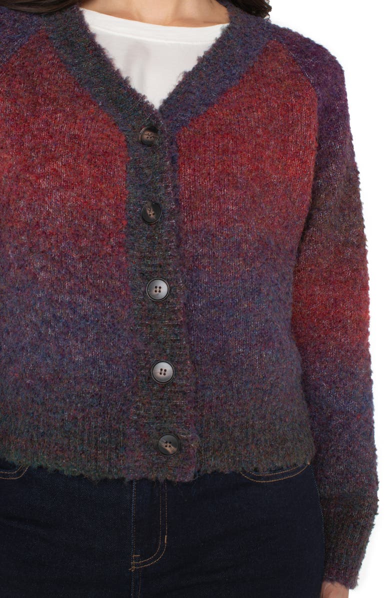 Liverpool Los Angeles Raglan Sleeve Cardigan, Alternate, color, Berry / Burgundy Ombre