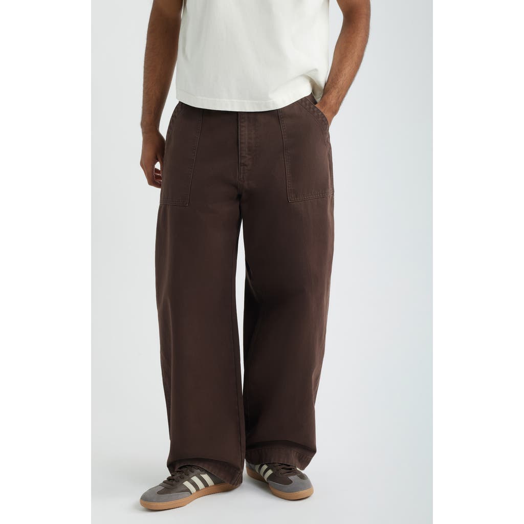 BP. Barrel Leg Cotton Twill Pants in Brown Coffee at Nordstrom, Size 30
