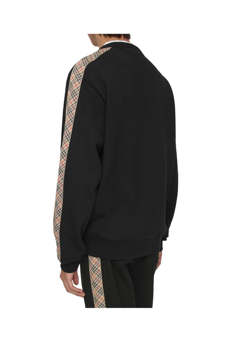 Check Trim Cotton Sweatshirt, Alternate, color, Black