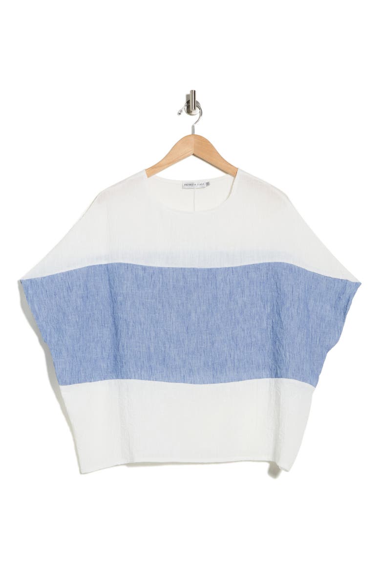 Colorblock Short Sleeve Cotton Top, Alternate, color, BLUE