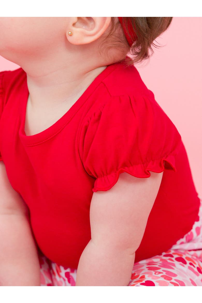 Baby/Toddler Girls Knit Puff Short Sleeve Bodysuit, Alternate, color, Red