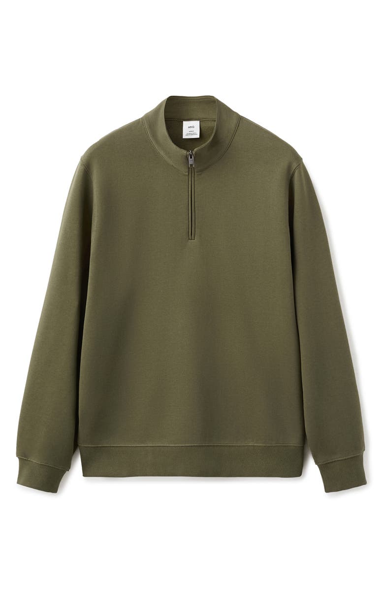 MANGO Quarter Zip Pullover, Alternate, color, Dark Green