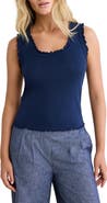 nz BY NIC AND ZOE Ella Rib Lettuce Trim Cotton Pointelle Tank