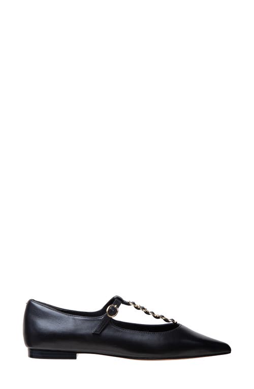 Linea Paolo Corinne Pointed Toe T-strap Flat In Black