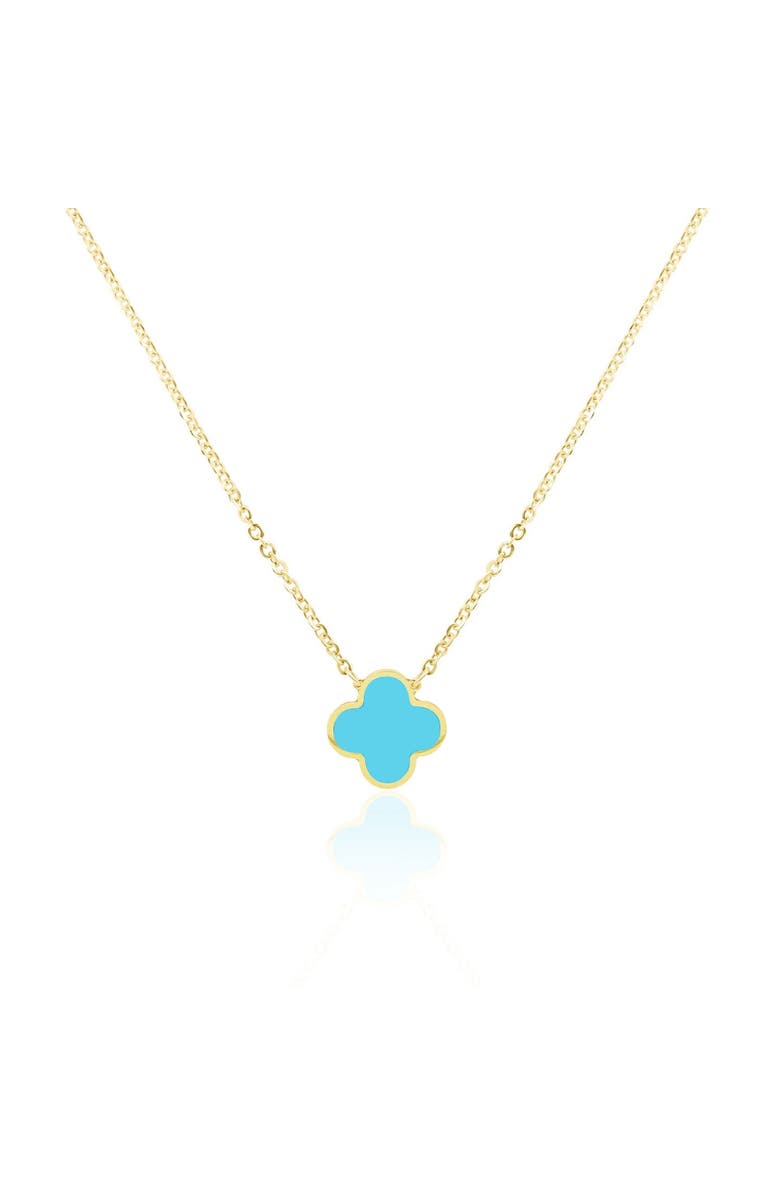 The Lovery Fine Jewelry Small Turquoise Single Clover Necklace, Main, color, Turquoise