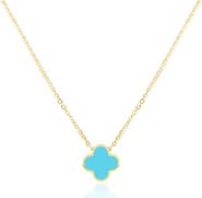 The Lovery Fine Jewelry Small Turquoise Single Clover Necklace