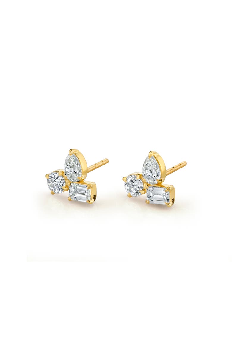 Michael M Montage 3 Cluster Stud Earrings, Alternate, color, Yellow Gold