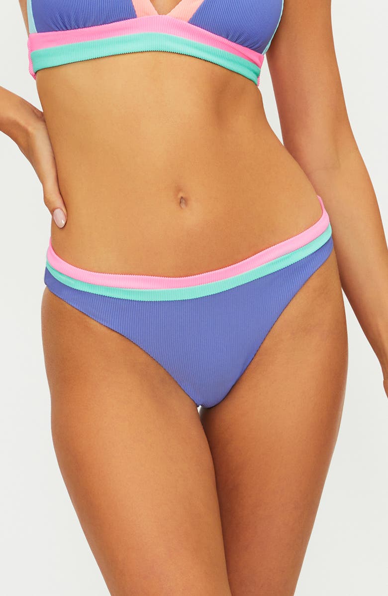 Beach Riot Saffron Rib Colorblock Bikini Bottoms, Main, color, Sherbert Shores Colorblock