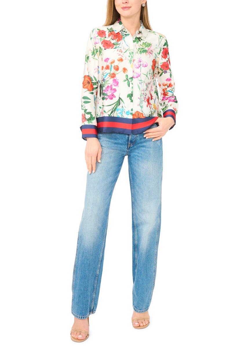 Halogen<sup>®</sup> Lux Satin Button-Up Shirt, Alternate, color, Pink Multi