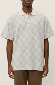 Les Deux Branson Check Jacquard Jersey Polo