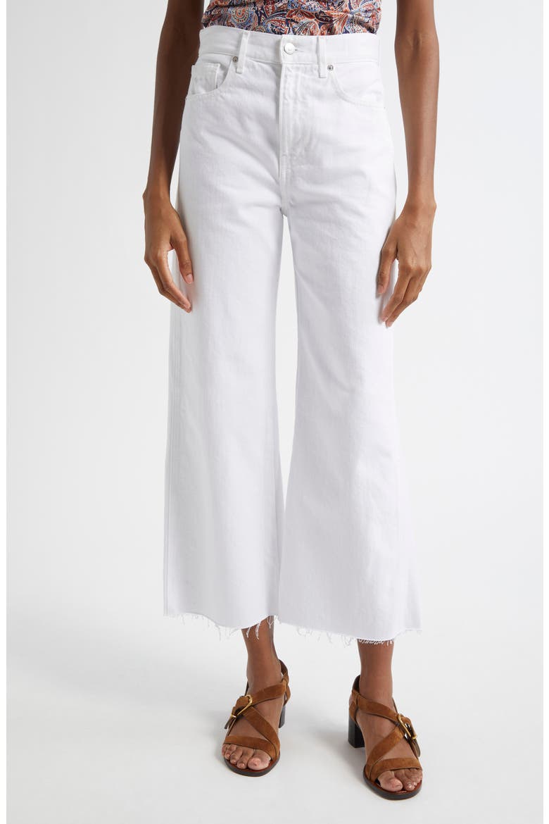 Taylor Raw Hem High Waist Crop Wide Leg Jeans, Main, color, WHITE