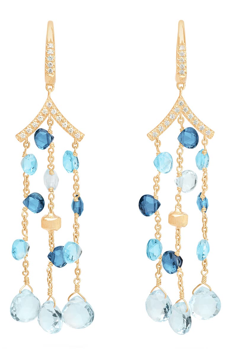 Marco Bicego Paradise Mixed Topaz Drop Earrings, Main, color, 18K Yellow Gold
