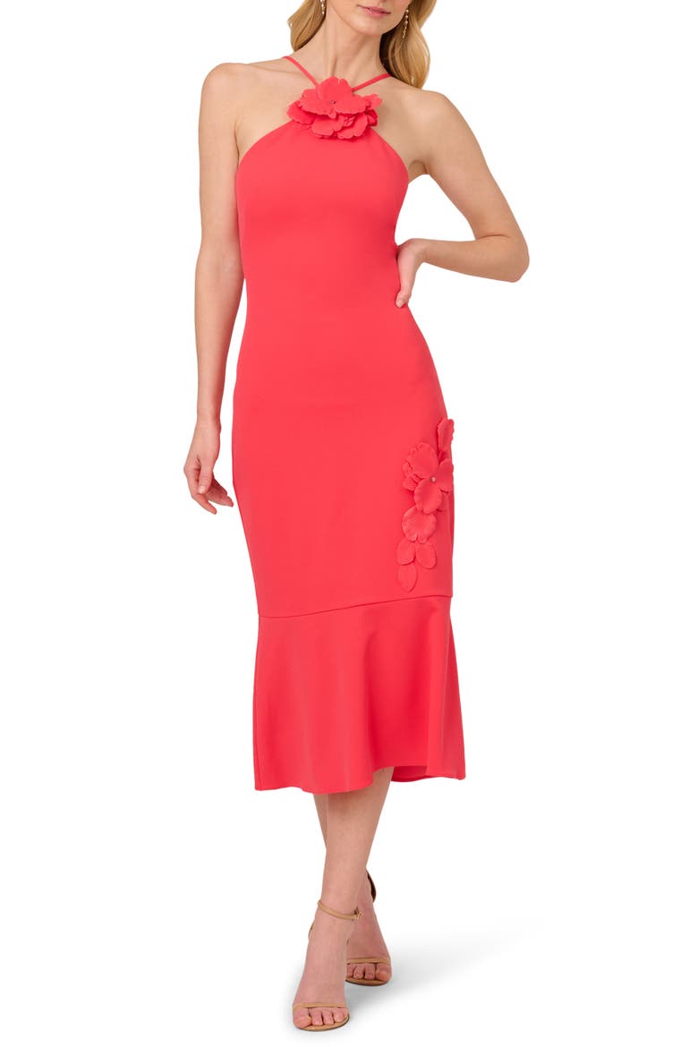 3D Floral Halter Dress, Main, color, BEACH ROSE