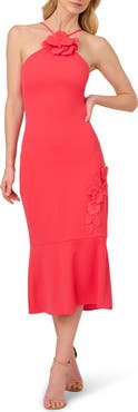 Adrianna Papell 3D Floral Halter Dress
