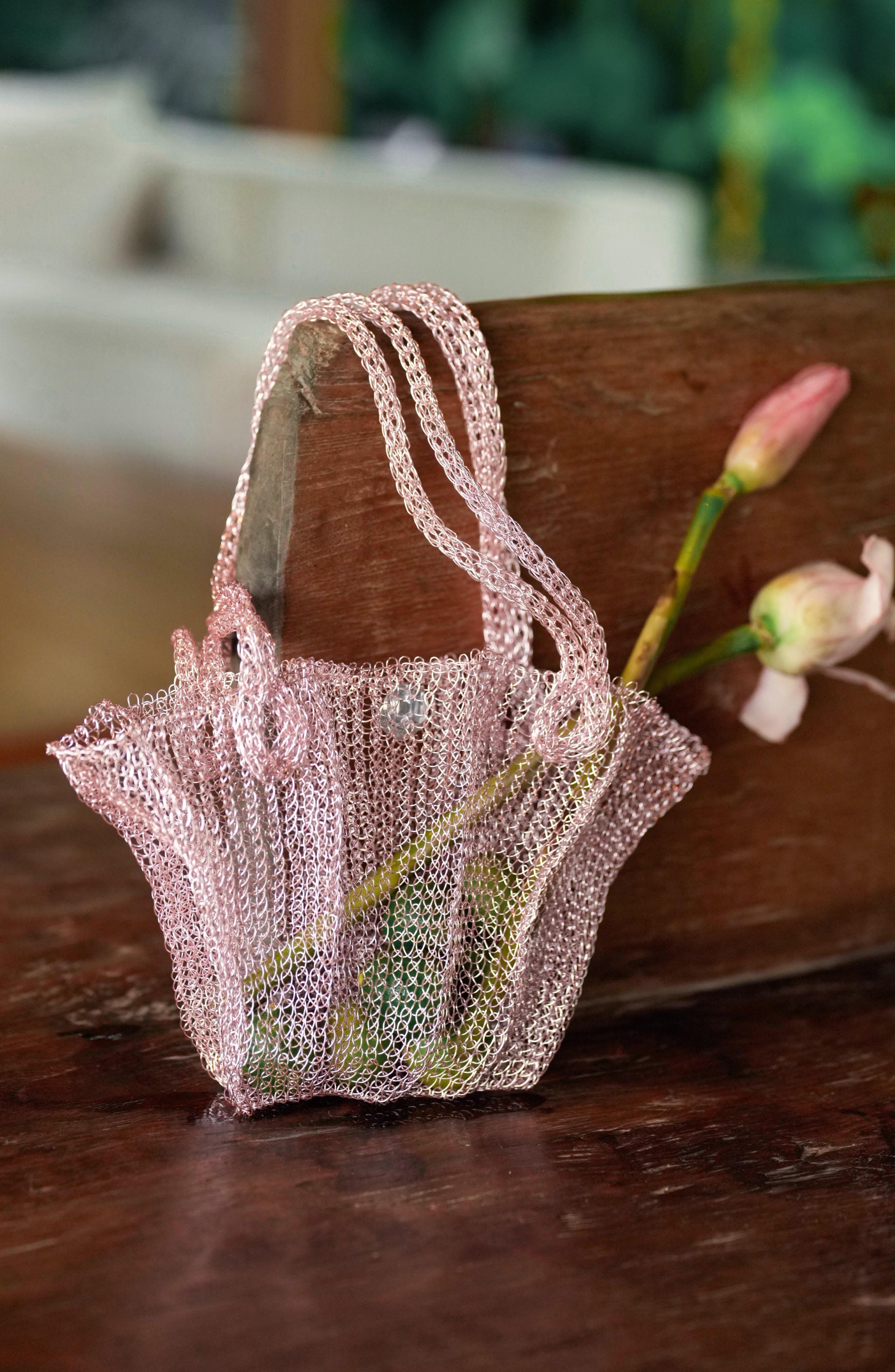 BRUNNA.CO The Arus Mesh Wire  Bag in Pink, Alternate, color, Pink