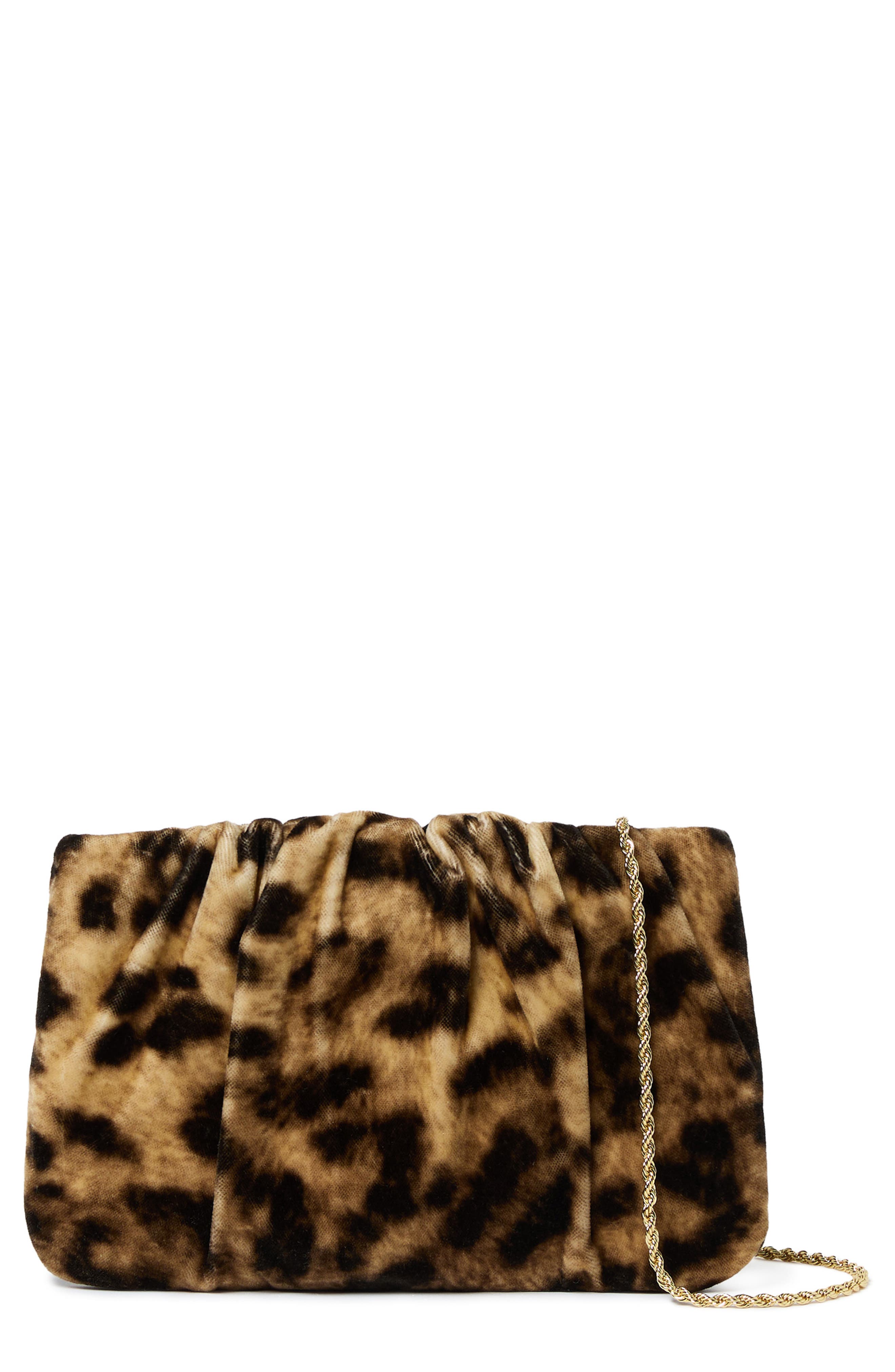Loeffler Randall Serena Leopard Print Clutch, Main, color, Leopard