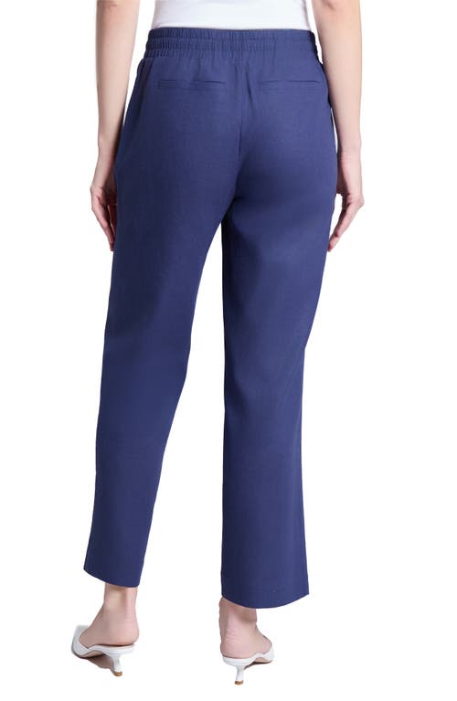 Jones New York Tie Waist Linen Blend Pants In Blue