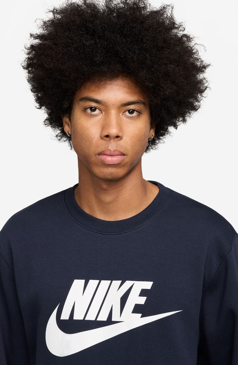 Nike Club Fleece Crewneck Pullover, Alternate, color, Obsidian/ White