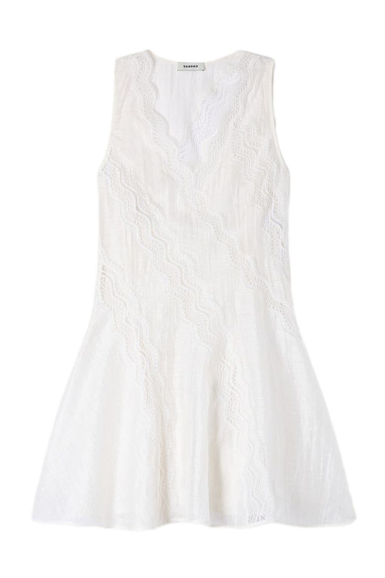 Short trimmed linen dress, Alternate, color, White