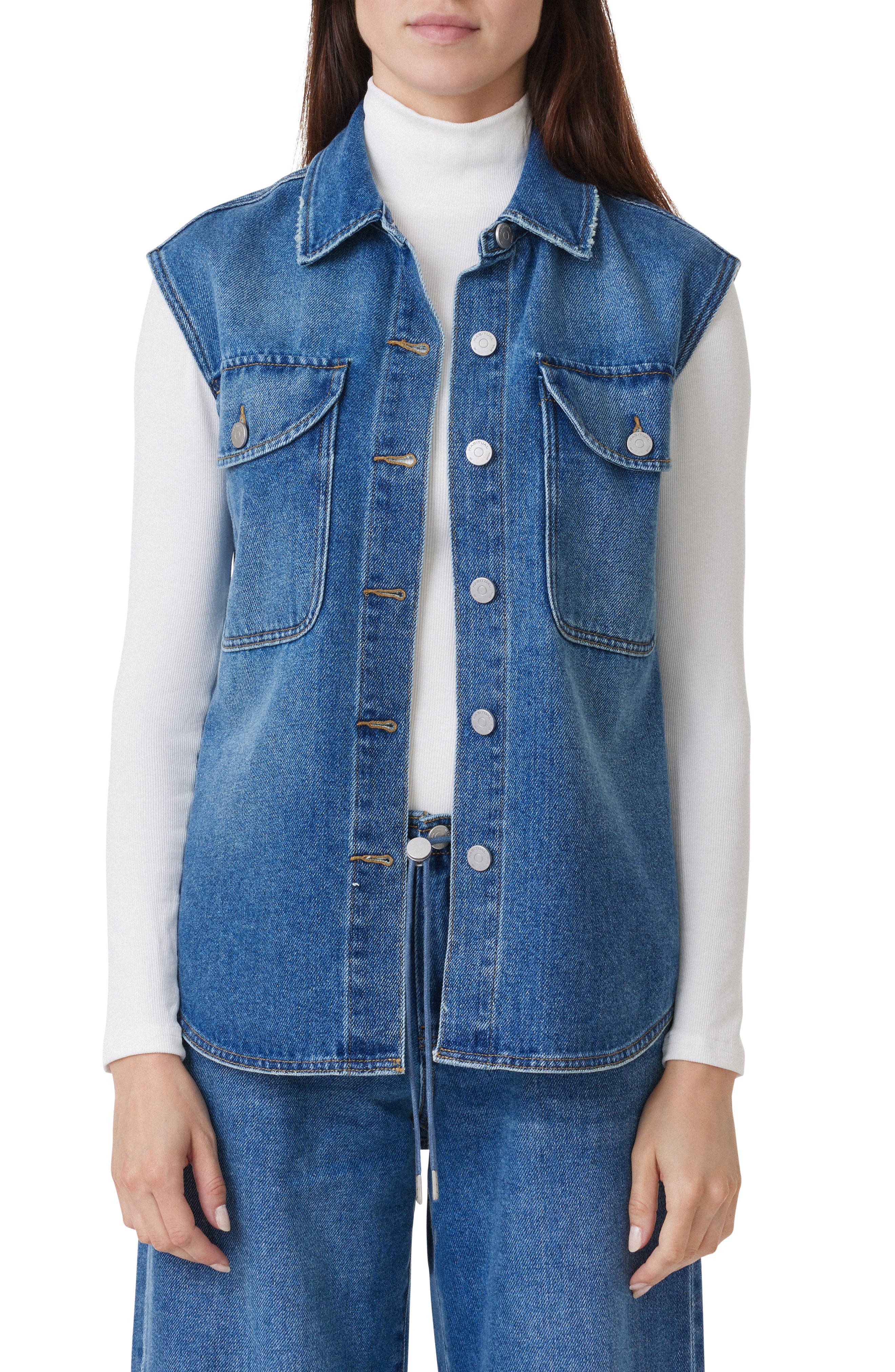 Habitual Curved Hem Denim Vest